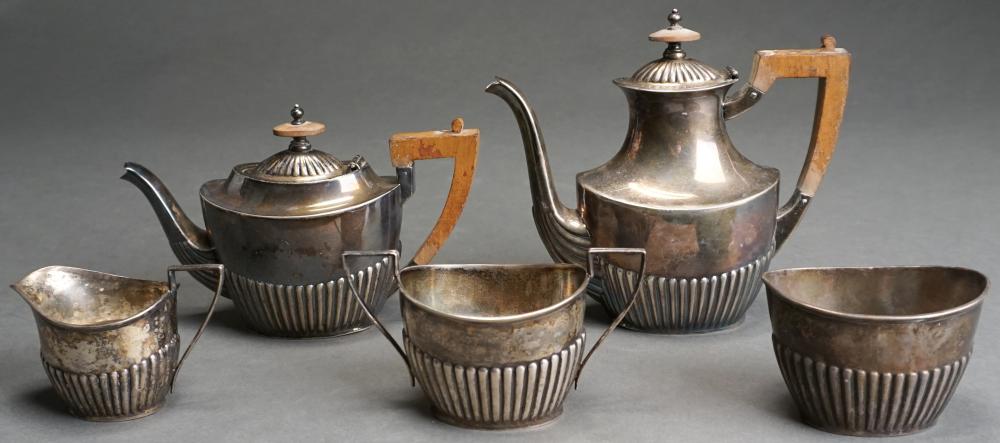 Appraisal: FIVE-PIECE GORHAM EDWARDIAN STYLE GADROONED STERLING SILVER AFTERNOON COFFEE AND