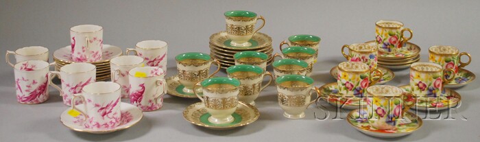 Appraisal: Three Decorated Porcelain Demitasse Sets including Royal Crown Derby a