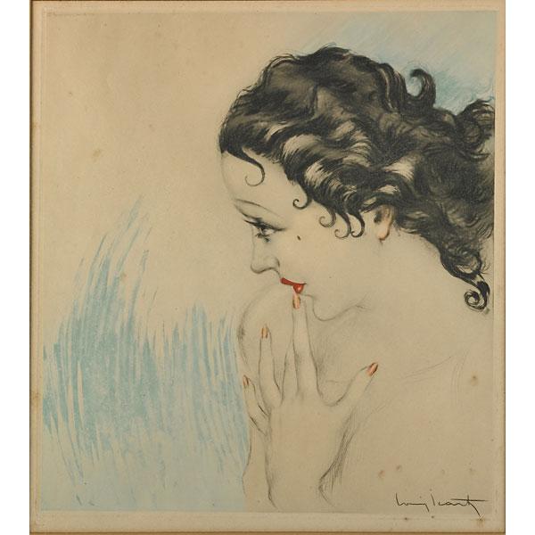 Appraisal: LOUIS ICART French - Etching on paper Winsome framed Signed