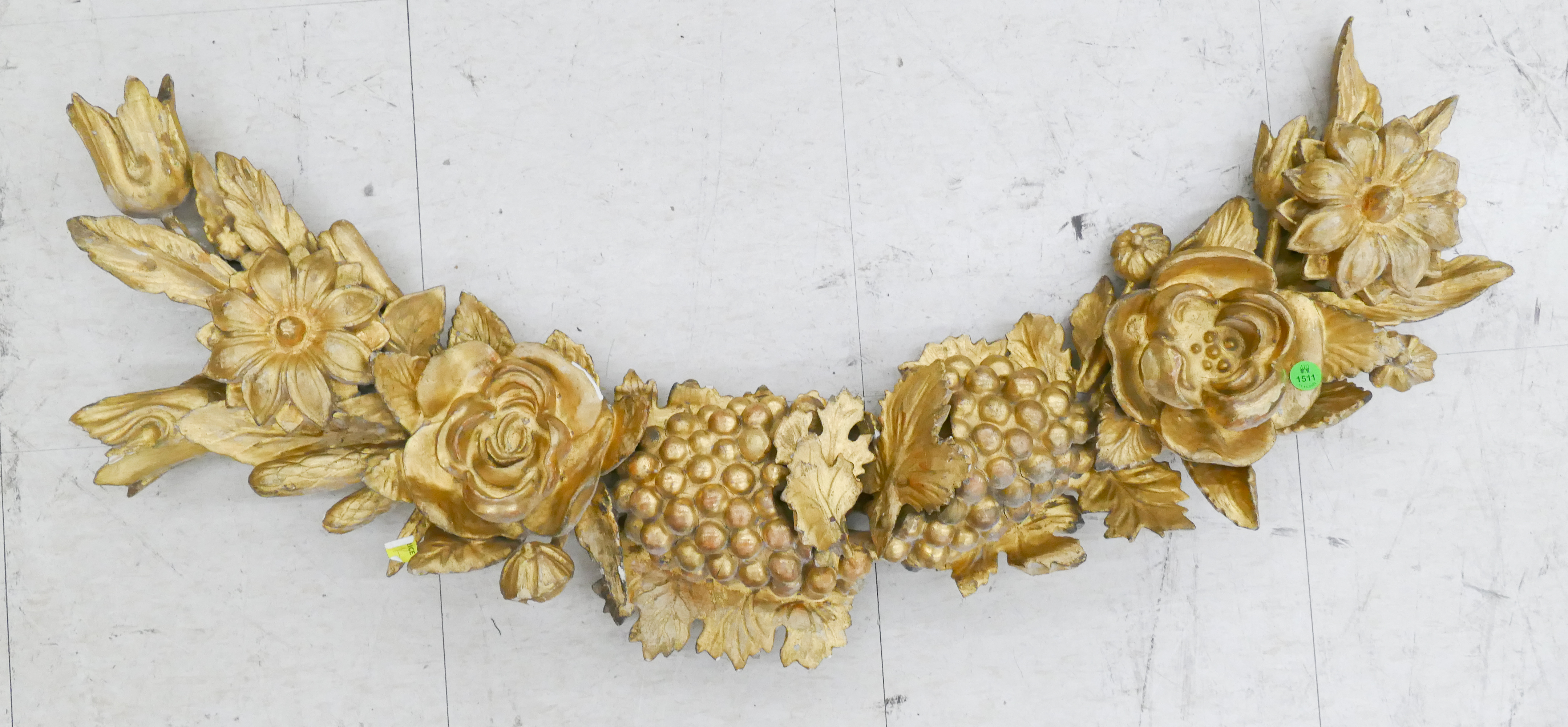 Appraisal: Antique Italian Gilt Carved Wreath Wall Ornament- x ''