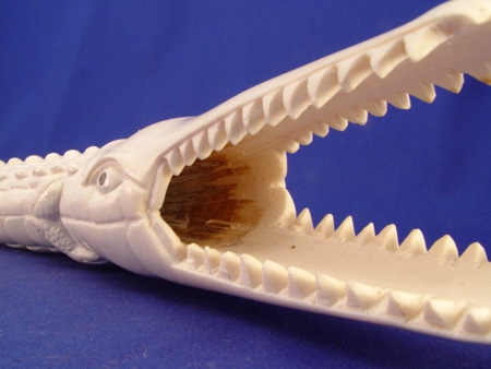 Appraisal: CARVED IVORY ALLIGATOR Carved from one piece Unsigned '' long