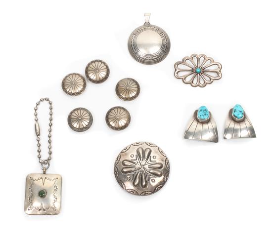 Appraisal: Sale Lot Nine Southwestern Jewelry Items comprised of five silver