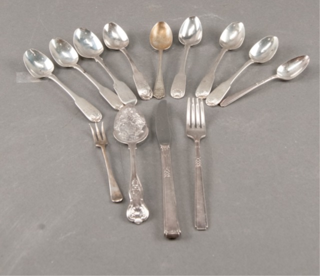 Appraisal: Seven Sterling Spoons Oyster Fork Assorted Plate To include pieces