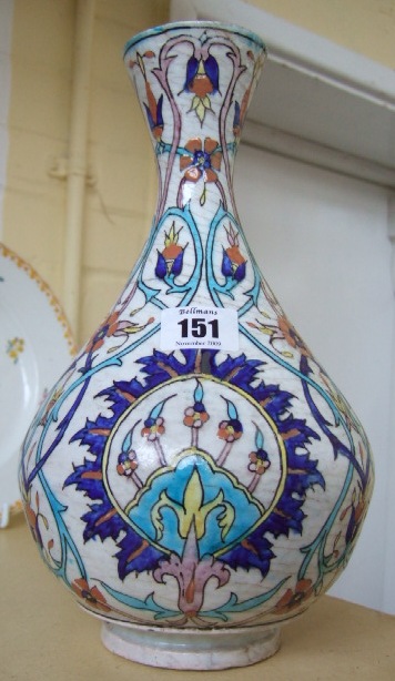 Appraisal: A Kutayha pottery vase Turkish of baluster form decorated in