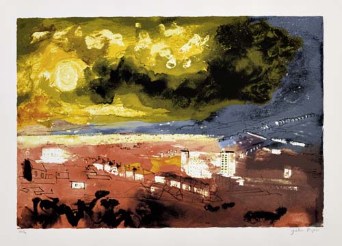 Appraisal: JOHN PIPER Landscape with Storm Clouds Color lithograph x mm