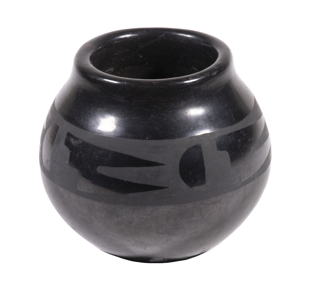 Appraisal: ADAM SANTANA MARTINEZ BLACKWARE POTTERY JAR San Ildefonso Pueblo Black