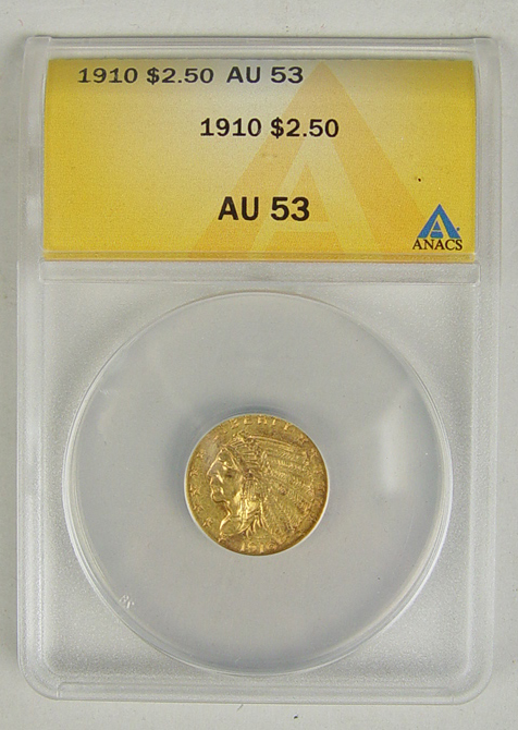 Appraisal: Indian Gold Coin ANACS certified and graded AU No problem