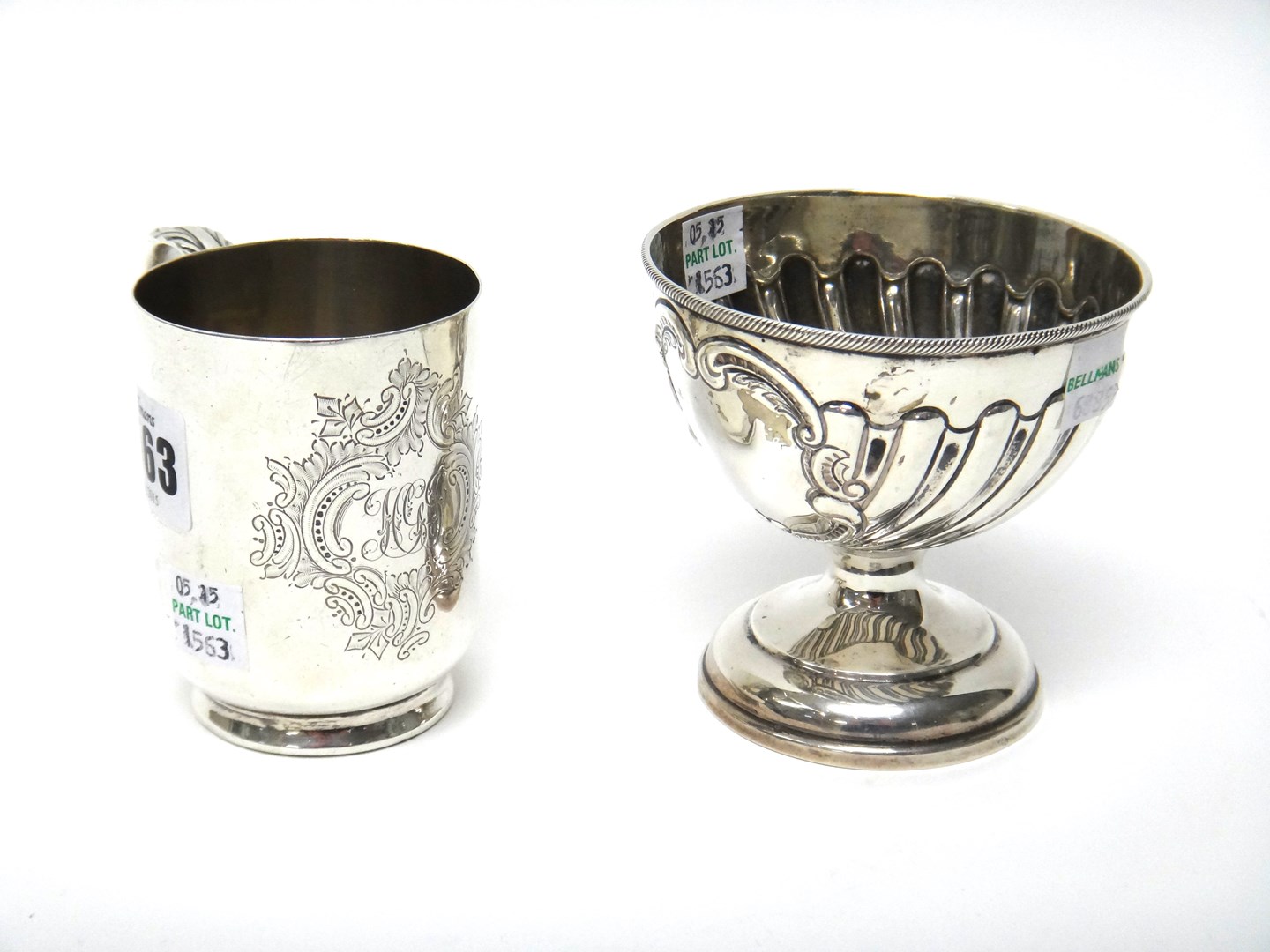 Appraisal: A silver christening mug of cylindrical form with a scrolling