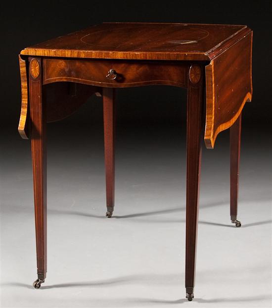 Appraisal: George III style inlaid mahogany pembroke table th century with