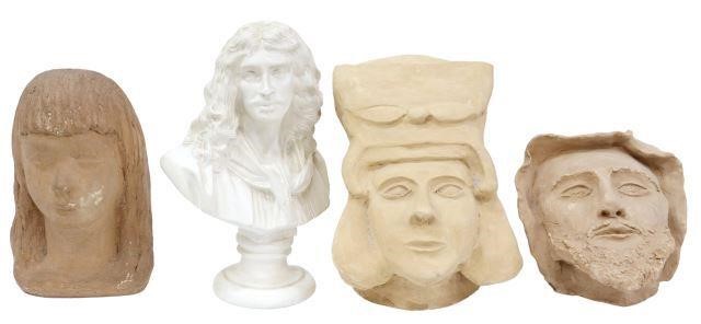 Appraisal: lot of Sculptures highlights include plaster bust Moliere Jean-Baptiste Poquelin