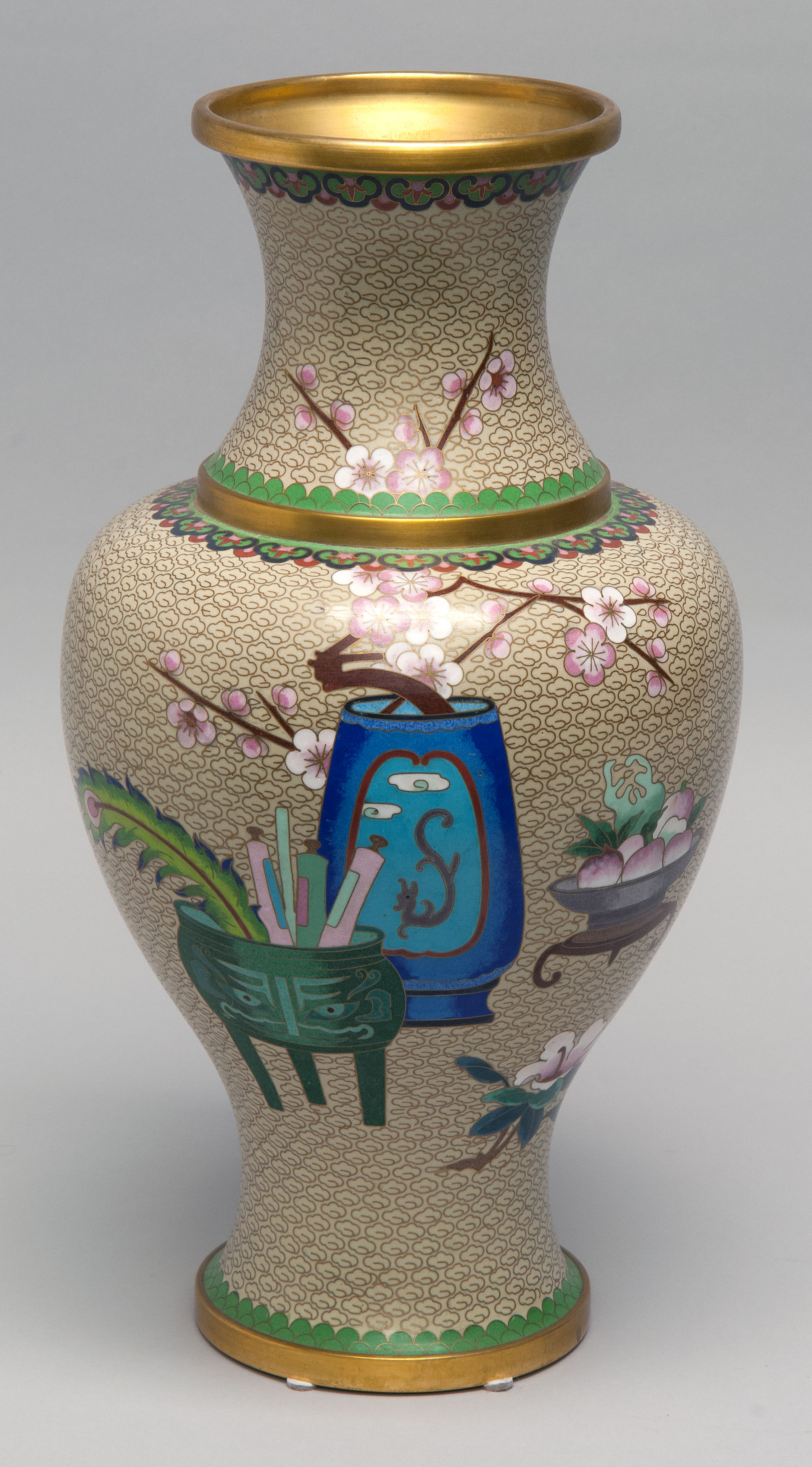 Appraisal: CLOISONN ENAMEL VASE th CenturyIn baluster form with decoration of