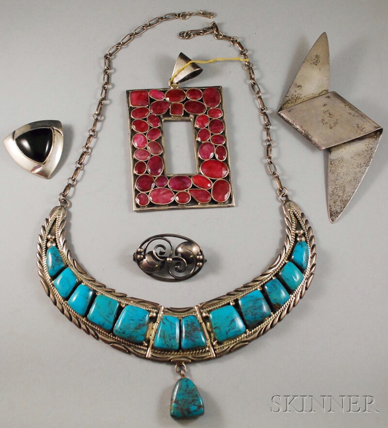 Appraisal: Group of Sterling and Stone Jewelry including a Southwestern-style sterling