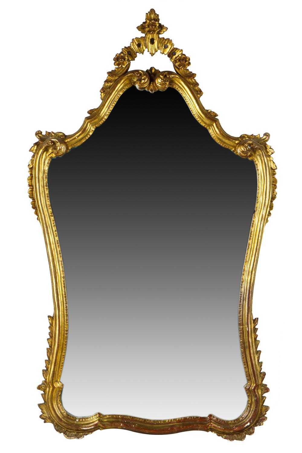 Appraisal: ITALIAN ROCOCO STYLE CARVED GILTWOOD WALL MIRRORCondition with nicks to