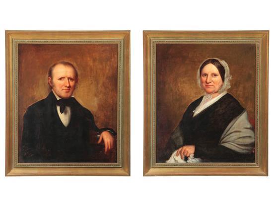 Appraisal: PAIR OF PORTRAITS AMERICAN MID TH CENTURY Oil on canvas