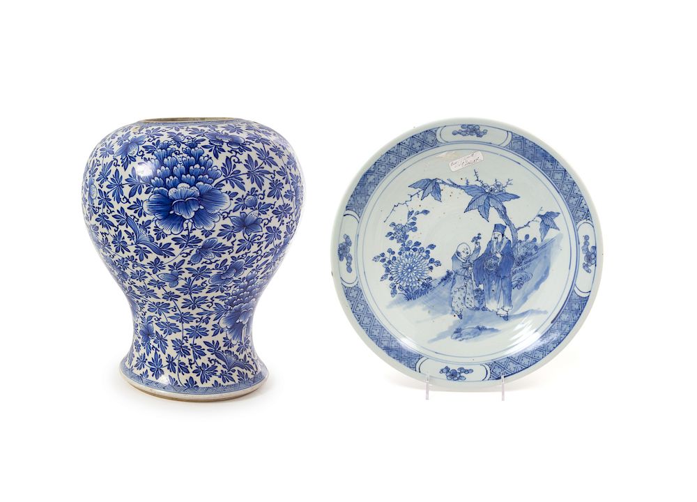 Appraisal: Two Chinese Blue and White Porcelain Wares Larger height in