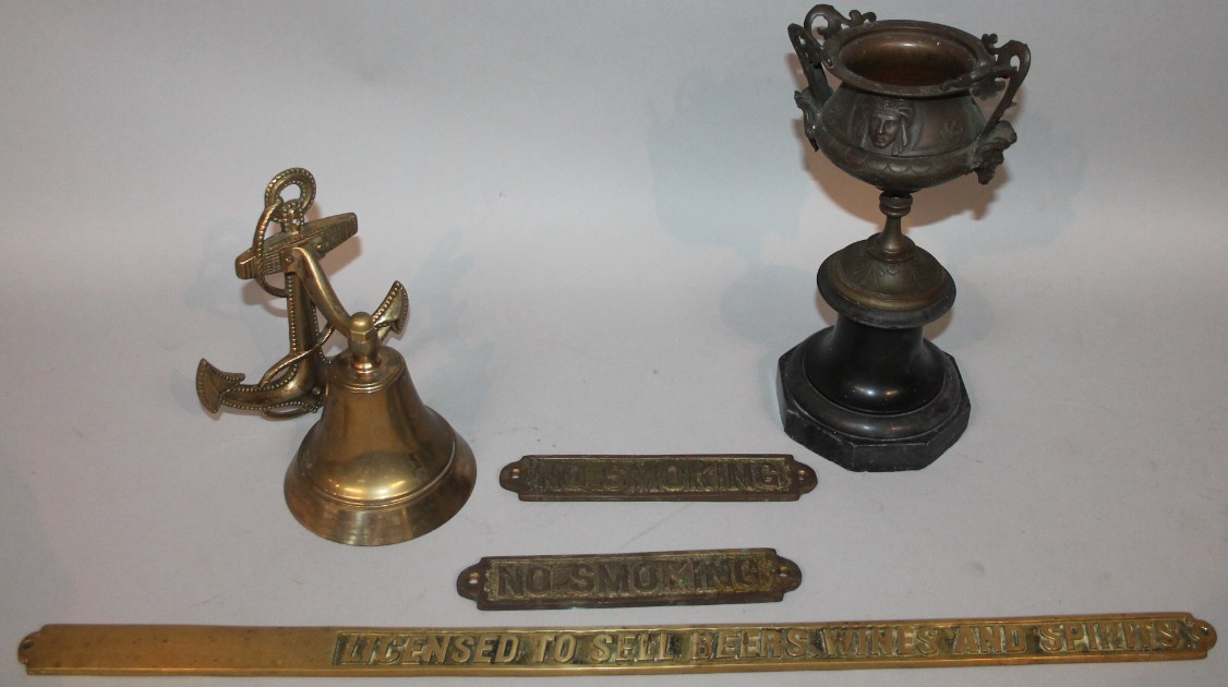 Appraisal: Various thC brassware comprising a sign Licence To Sell Beers