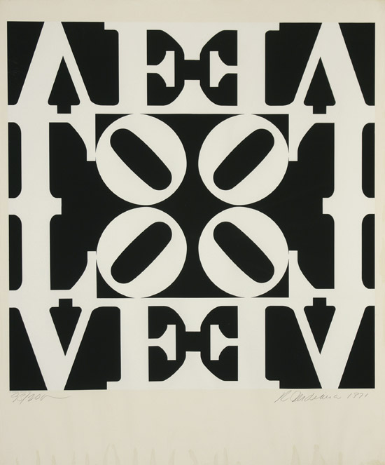 Appraisal: Robert Indiana American b Black and White Love from Decade