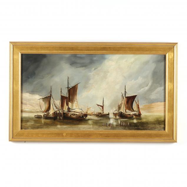 Appraisal: JOHN SCANES BRITISH - MARITIME SCENE Oil on canvas mid-