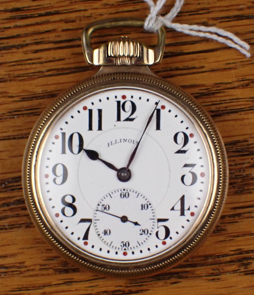 Appraisal: ILLINOIS OPEN FACE POCKET WATCH model hour minute and second