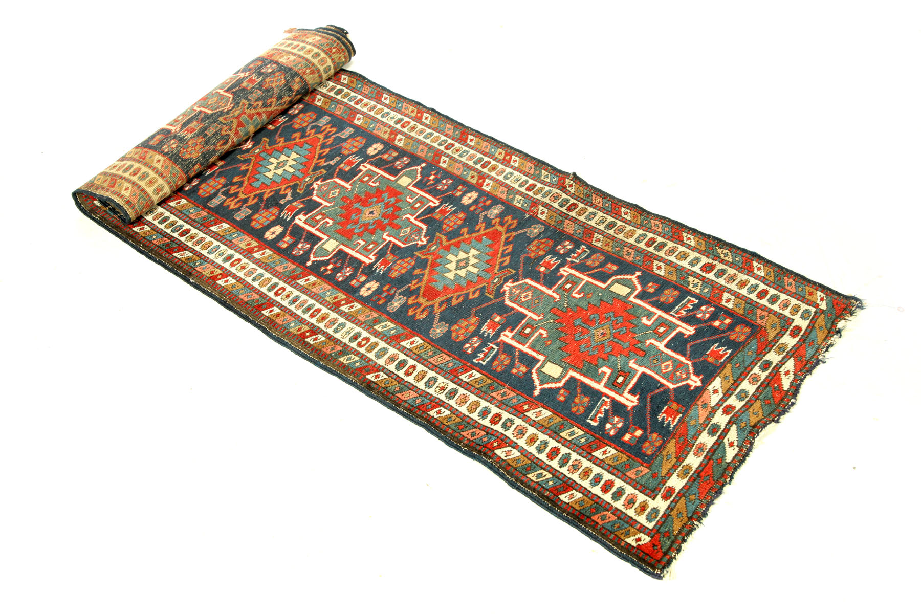 Appraisal: ORIENTAL RUNNER Lanbaran Polychrome borders and blue ground ' ''