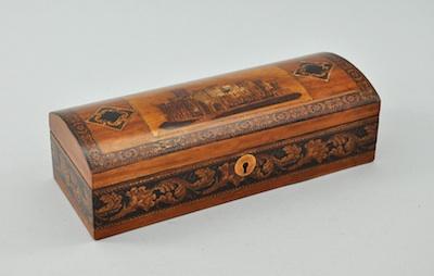 Appraisal: A Victorian Turn-bridgeware Glove Box English ca Late th Century