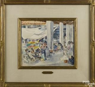 Appraisal: Martha Walter American - watercolor market scene signed lower right