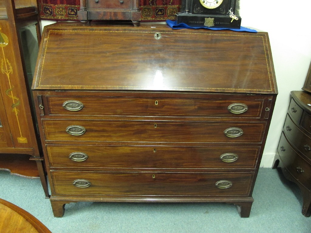 Appraisal: Georgian mahogany inlaid writing bureau