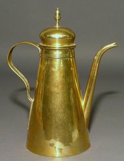 Appraisal: English brass coffee pot c h