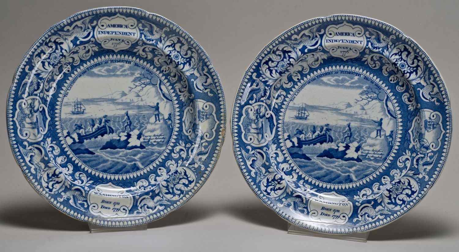 Appraisal: PAIR OF BLUE AND WHITE STAFFORDSHIRE PLATESFirst Half of the