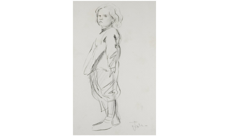 Appraisal: Pencil Study of a Young Boy signed John approx x