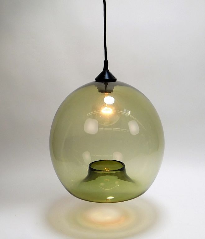 Appraisal: Swedish MCM Glass Orb Ceiling Light Sweden th Century Green