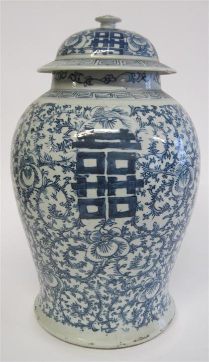 Appraisal: Chinese blue and white porcelain covered jarchenghua mark th century