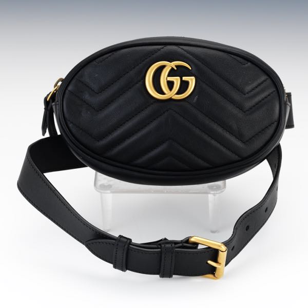 Appraisal: GUCCI GG BLACK MATELASS LEATHER BELT BAG x x bag