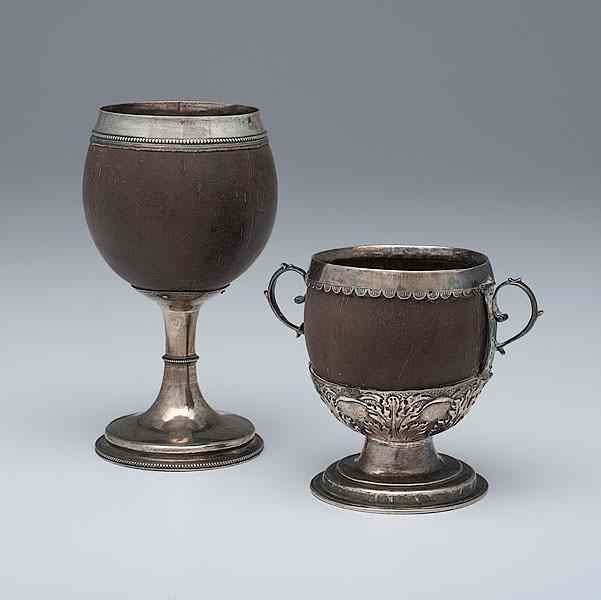 Appraisal: Silver Coconut Goblets English th century two goblets one with