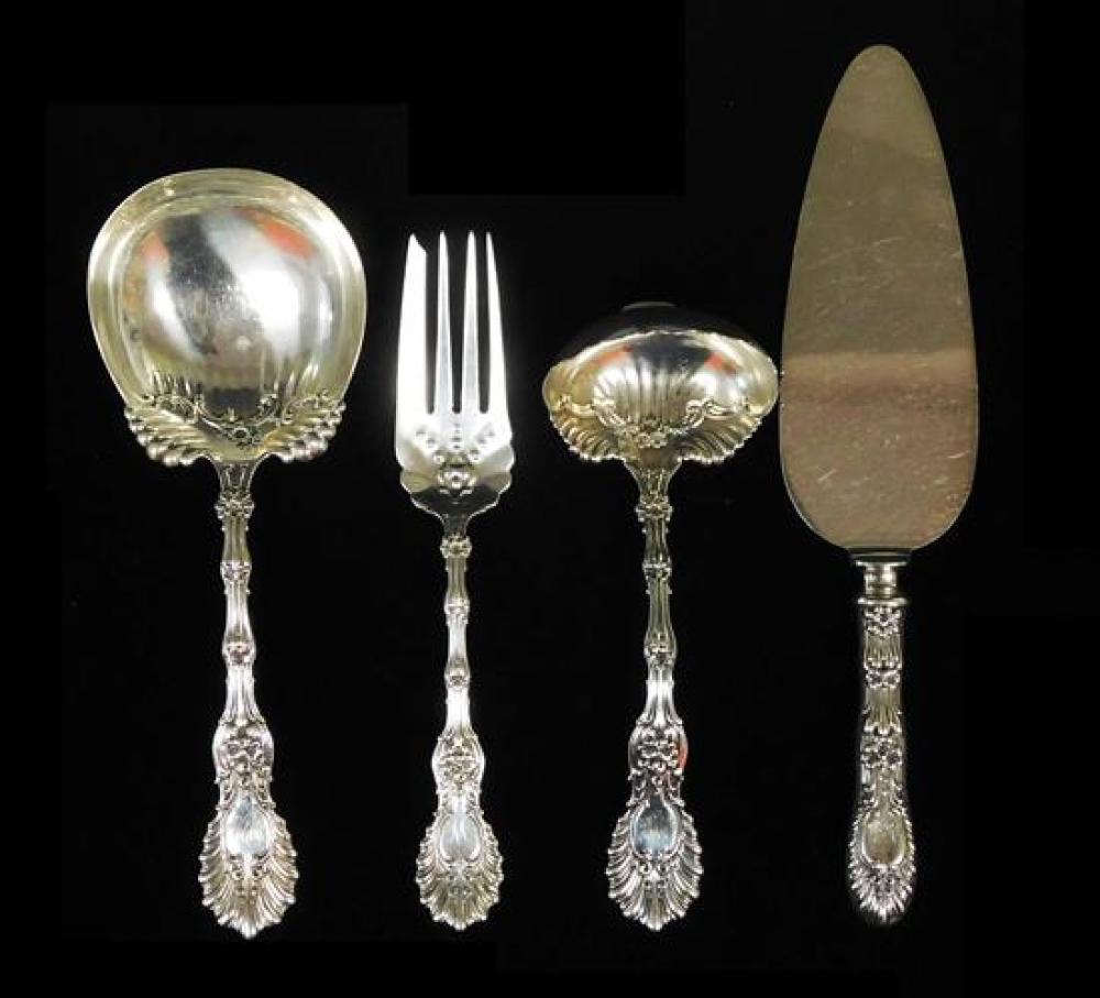 Appraisal: SILVER Whiting Radiant sterling servingware four pieces monogrammed including gravy