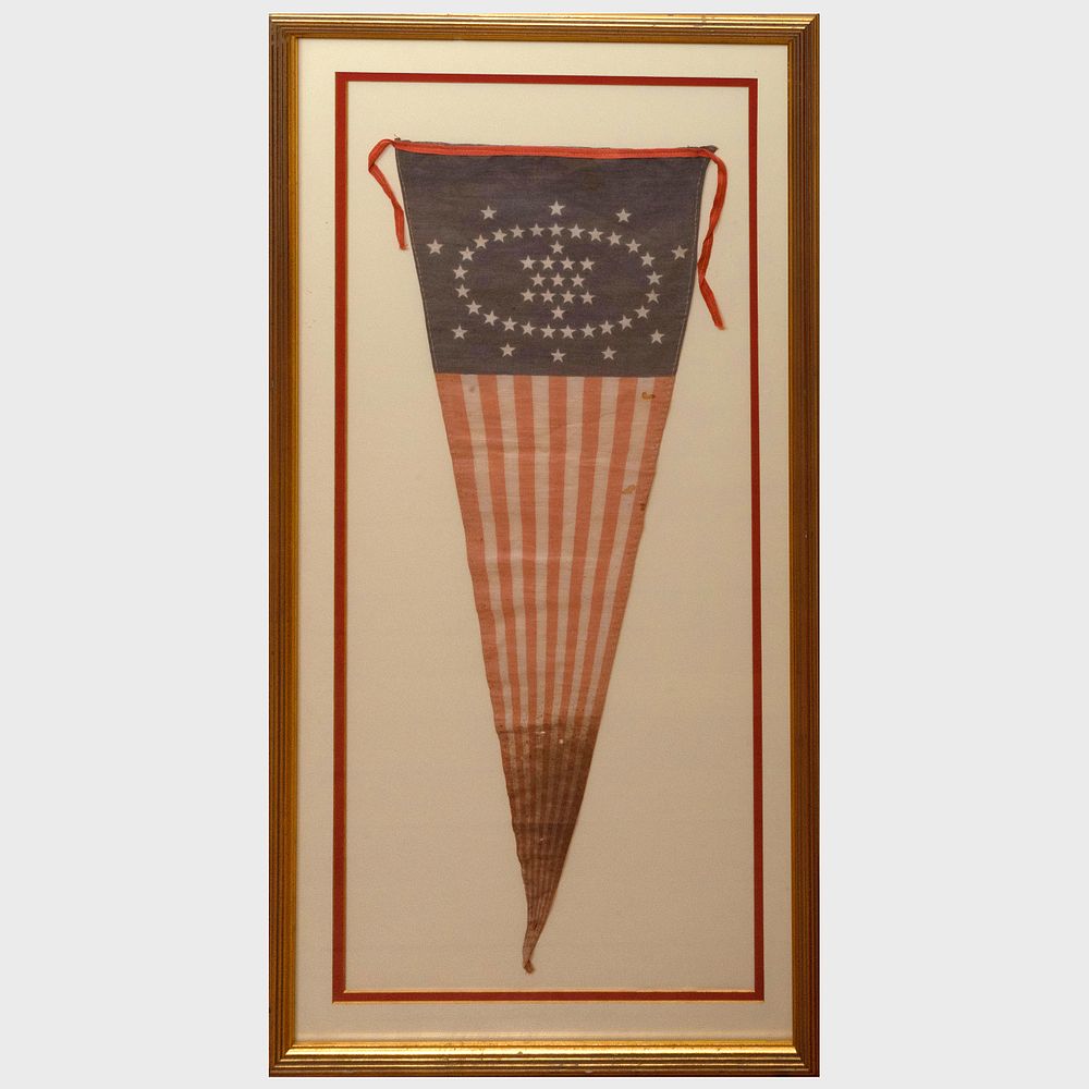 Appraisal: American Printed Linen Pennant x in frame Condition The pennant