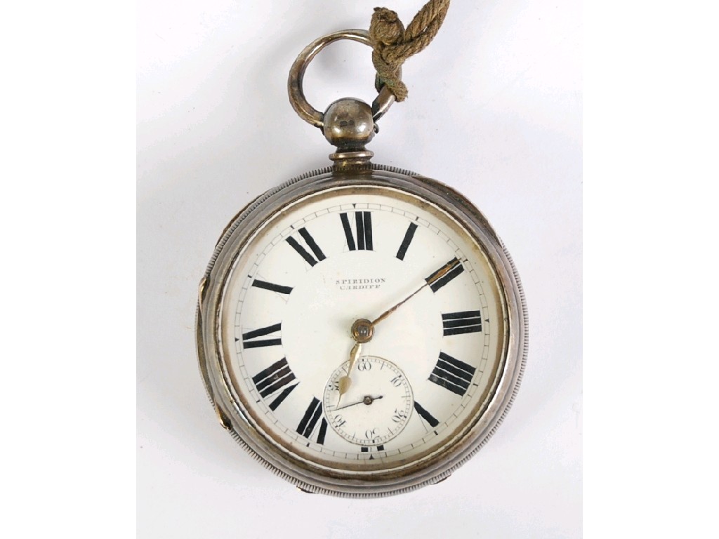 Appraisal: SPIRIDION CARDIFF VICTORIAN SILVER HEAVY POCKET WATCH No with keywind