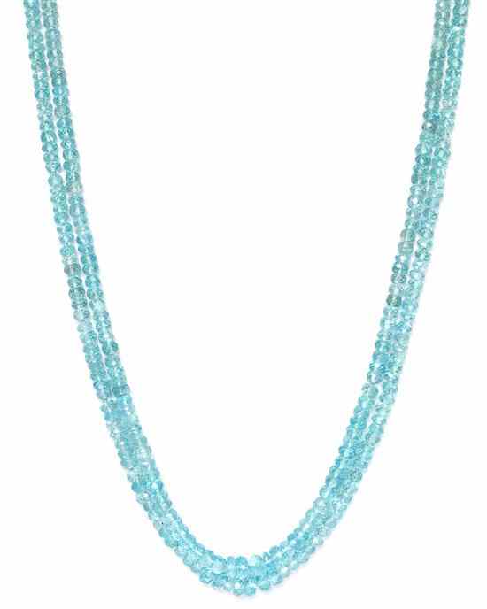 Appraisal: A Double Strand Apatite Bead Necklace with Karat Yellow Gold