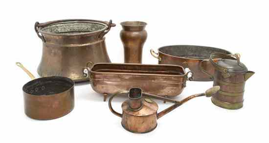 Appraisal: A Collection of Twenty-Four Copper Utilitarian Articles comprising tankards saucepans