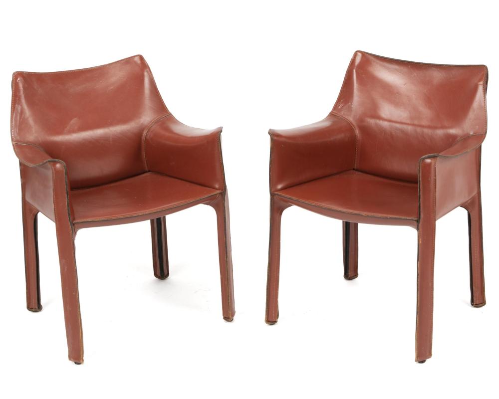 Appraisal: Mario Bellini b Italian Cab armchairs pieces Leather with steel