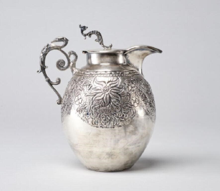 Appraisal: SILVER JUGA finely chased Columbian solid silver fine lidded jug