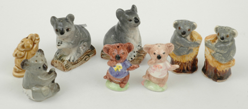 Appraisal: COLLECTION OF EIGHT VARIOUS JAPANESE CERAMIC KOALA CRUETS ONE WITH