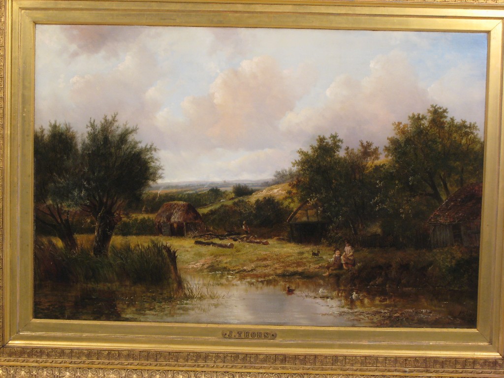 Appraisal: JOSEPH THORS fl - On a Farmstead signed 'J Thors'