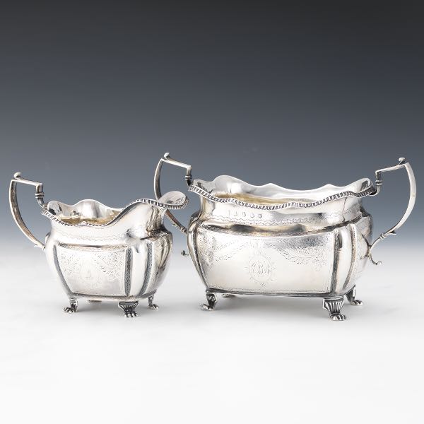 Appraisal: RARE IRISH GEORGE III STERLING SILVER SUGAR BOWL AND MILK