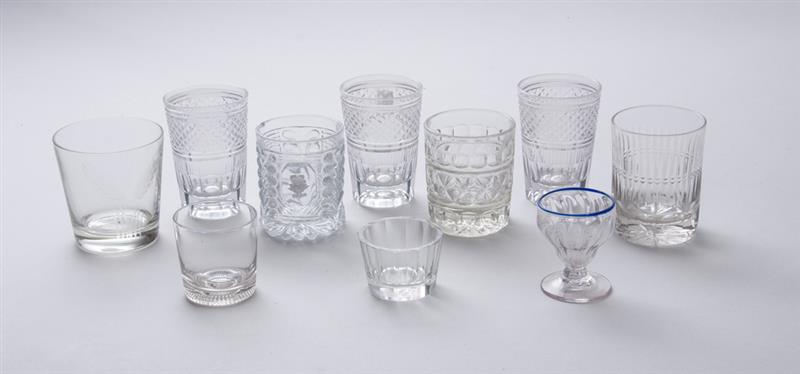 Appraisal: GROUP OF TEN PRESSED AND MOLDED GLASS TUMBLERS x in