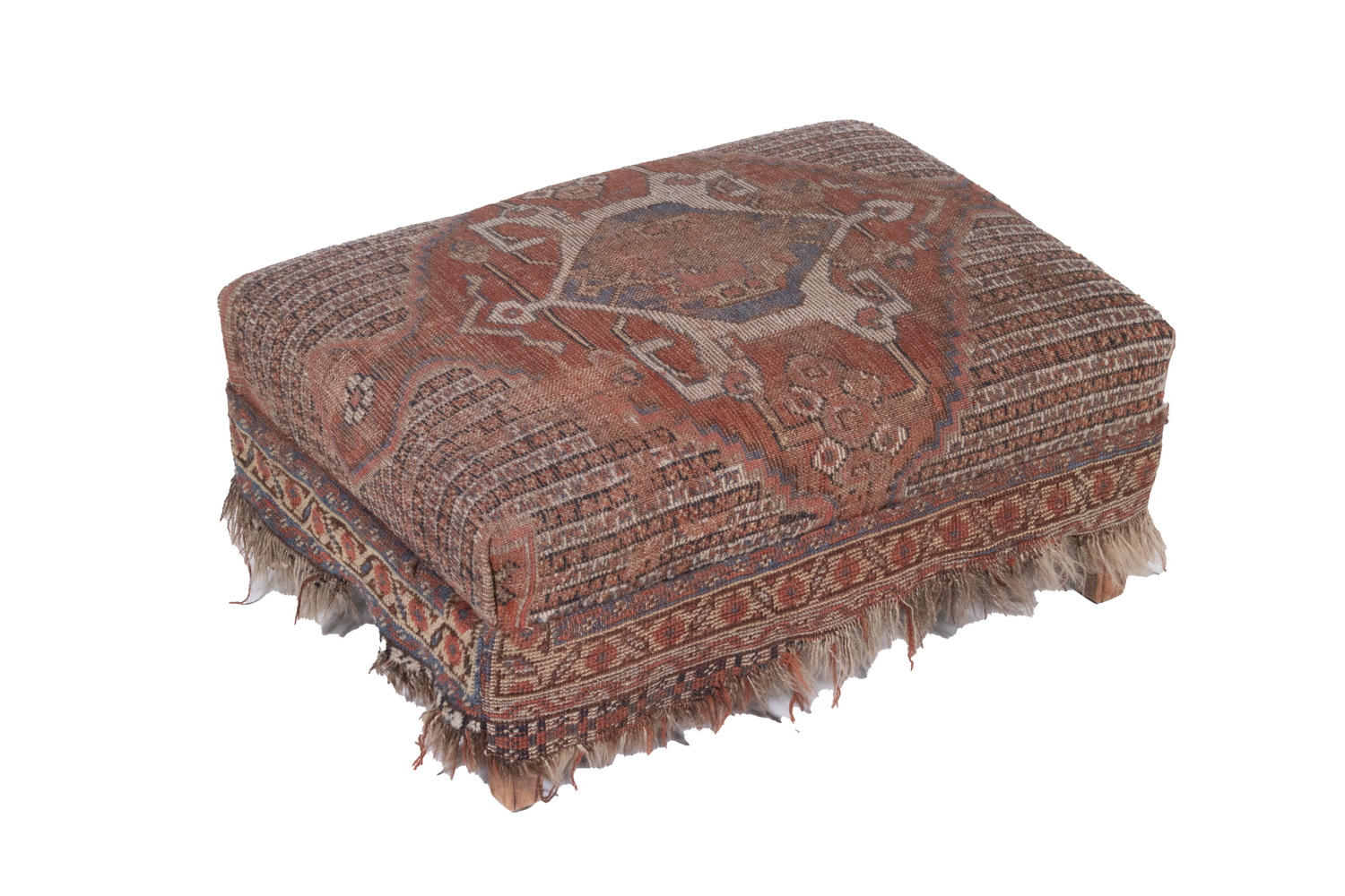 Appraisal: KILIM UPHOLSTERED FOOTSTOOL Contemporary Ottoman with Vintage Woven Wool Upholstery