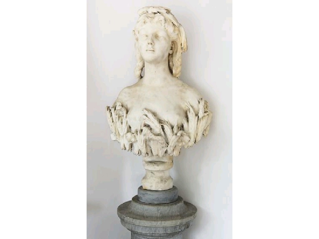 Appraisal: AN ART NOUVEAU WHITE MARBLE BUST inscribed Estate the muse