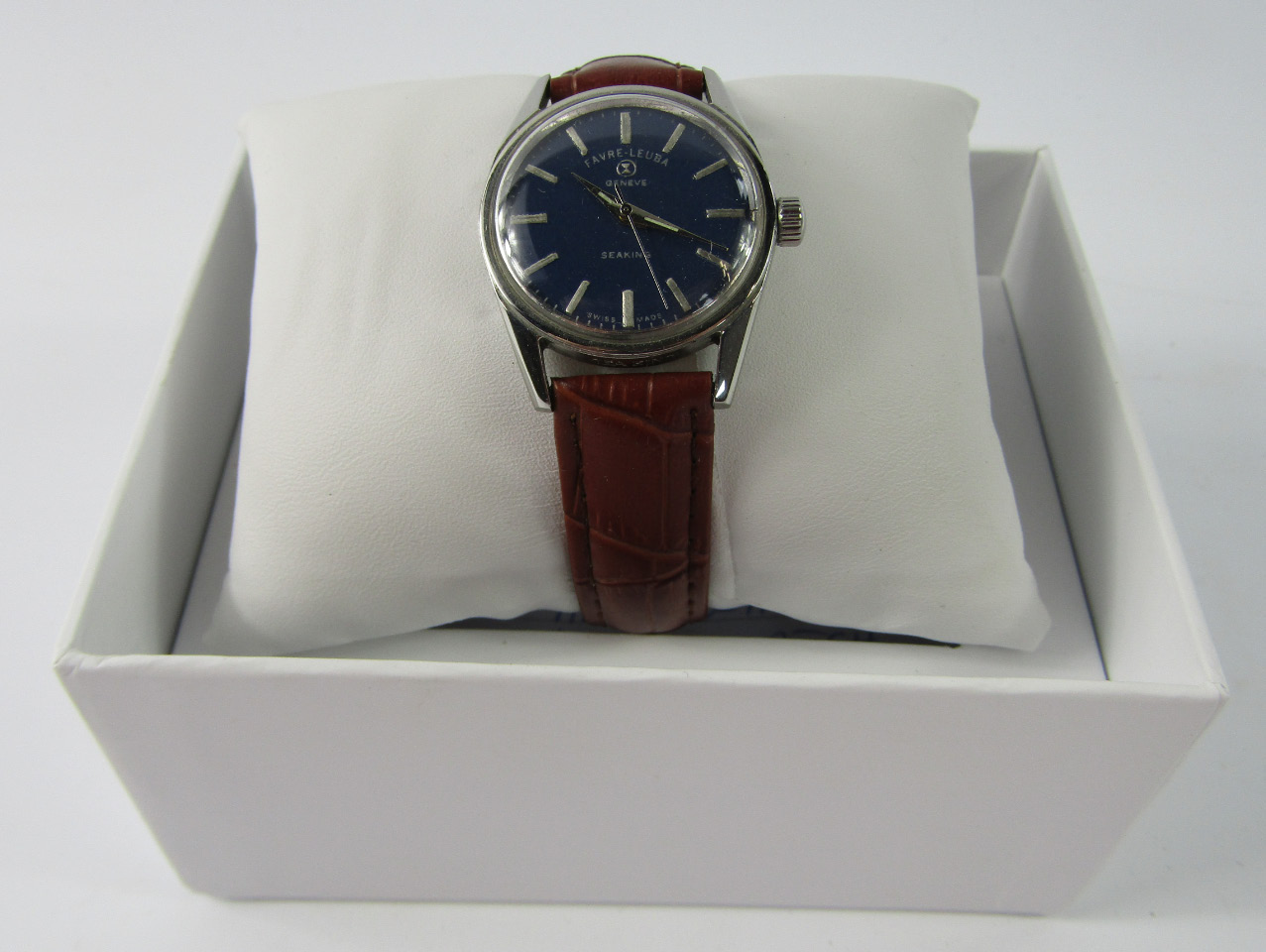 Appraisal: A Favre-Leuba gentleman's steel cased circular seating wristwatch blue dial