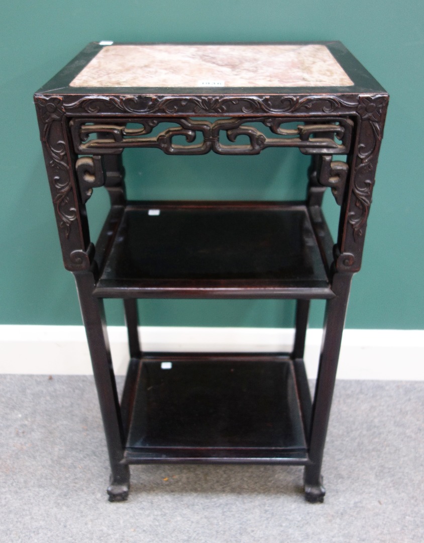 Appraisal: An early th century Chinese jardininere stand the rectangular marble