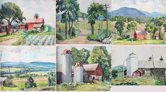 Appraisal: NEWCASTLE Lena May American th C Collection of Watercolors Barn